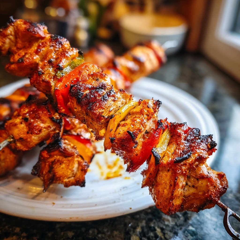 Gegrillte Hähnchenspieße