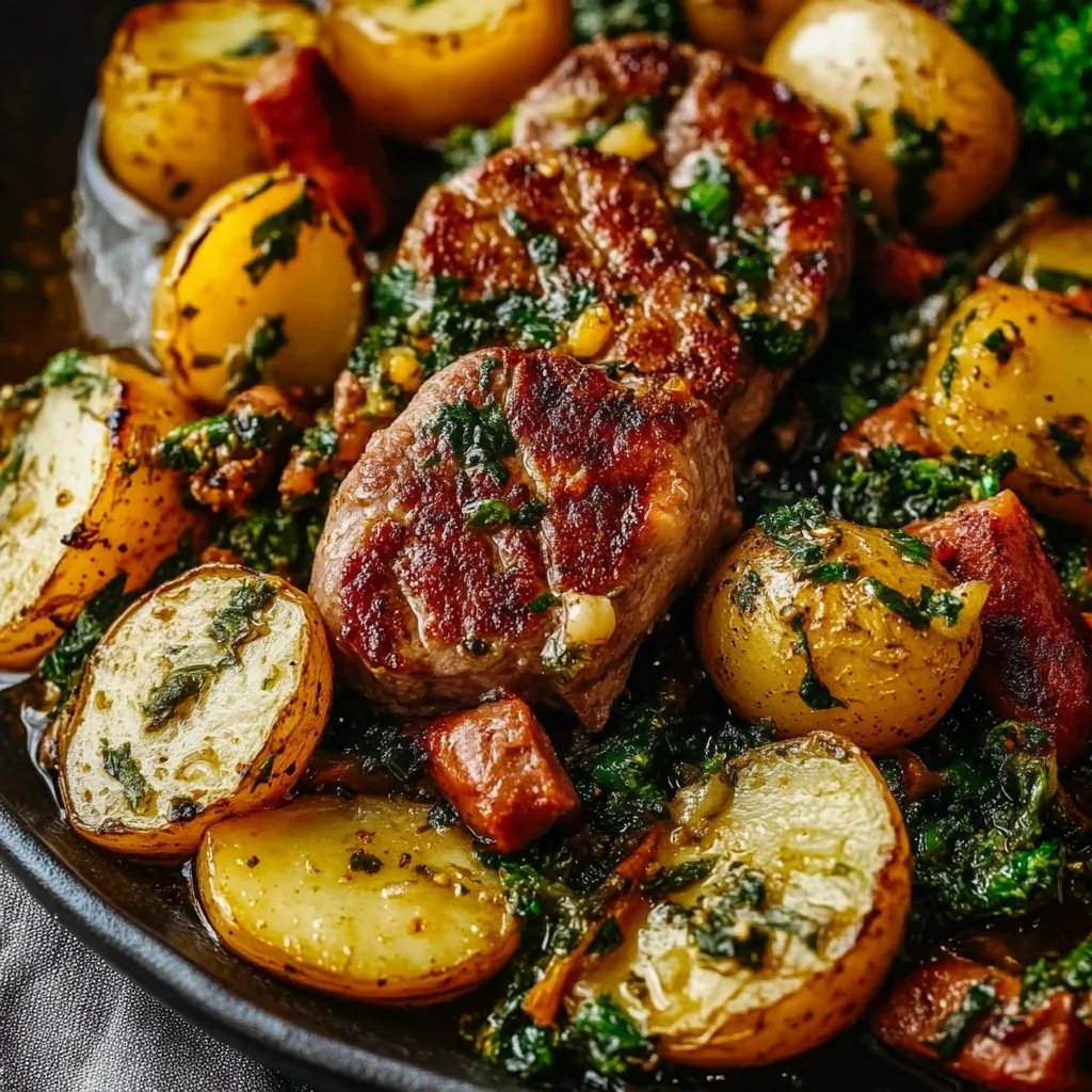 Grünkohl-Eintopf mit Würstchen