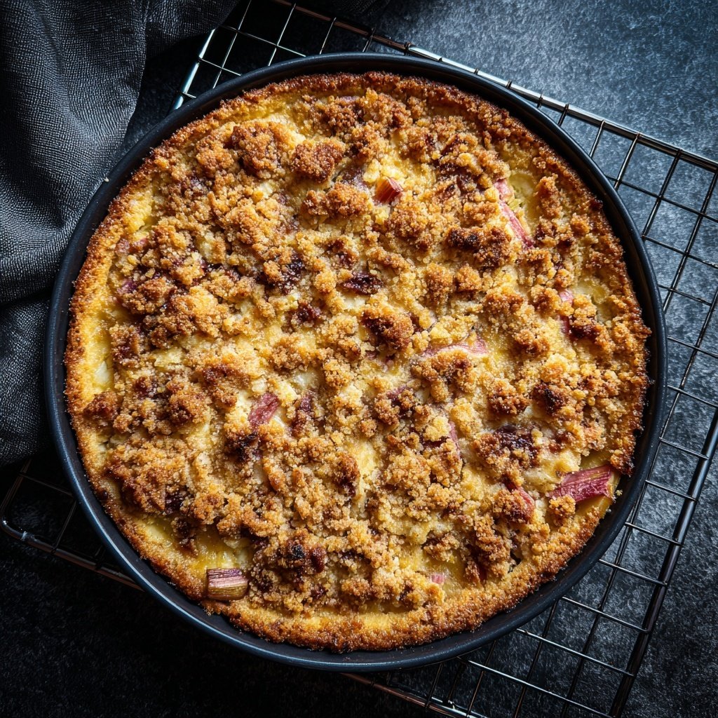 Streuselkuchen Mit Rhabarber Und Vanille
